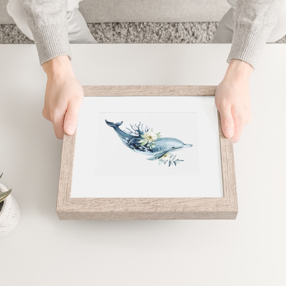 Wall Art Watercolor Dolphin Print Poster Unframed - Picture 9 of 16
